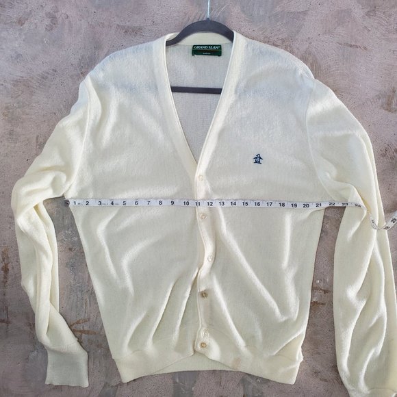Vintage Grand Slam Cream Cardigan Made in USA Size Large - Picture 14 of 15